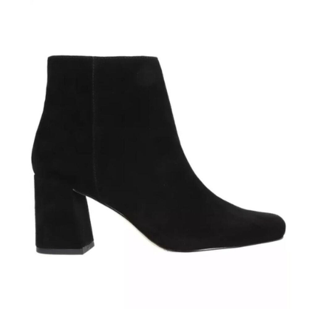 Bella Vita Wilma Ankle Boots Black Suede Block Heel - Size 7.5